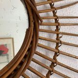 Vntage mirror 1960 rattan sun - 78 cm