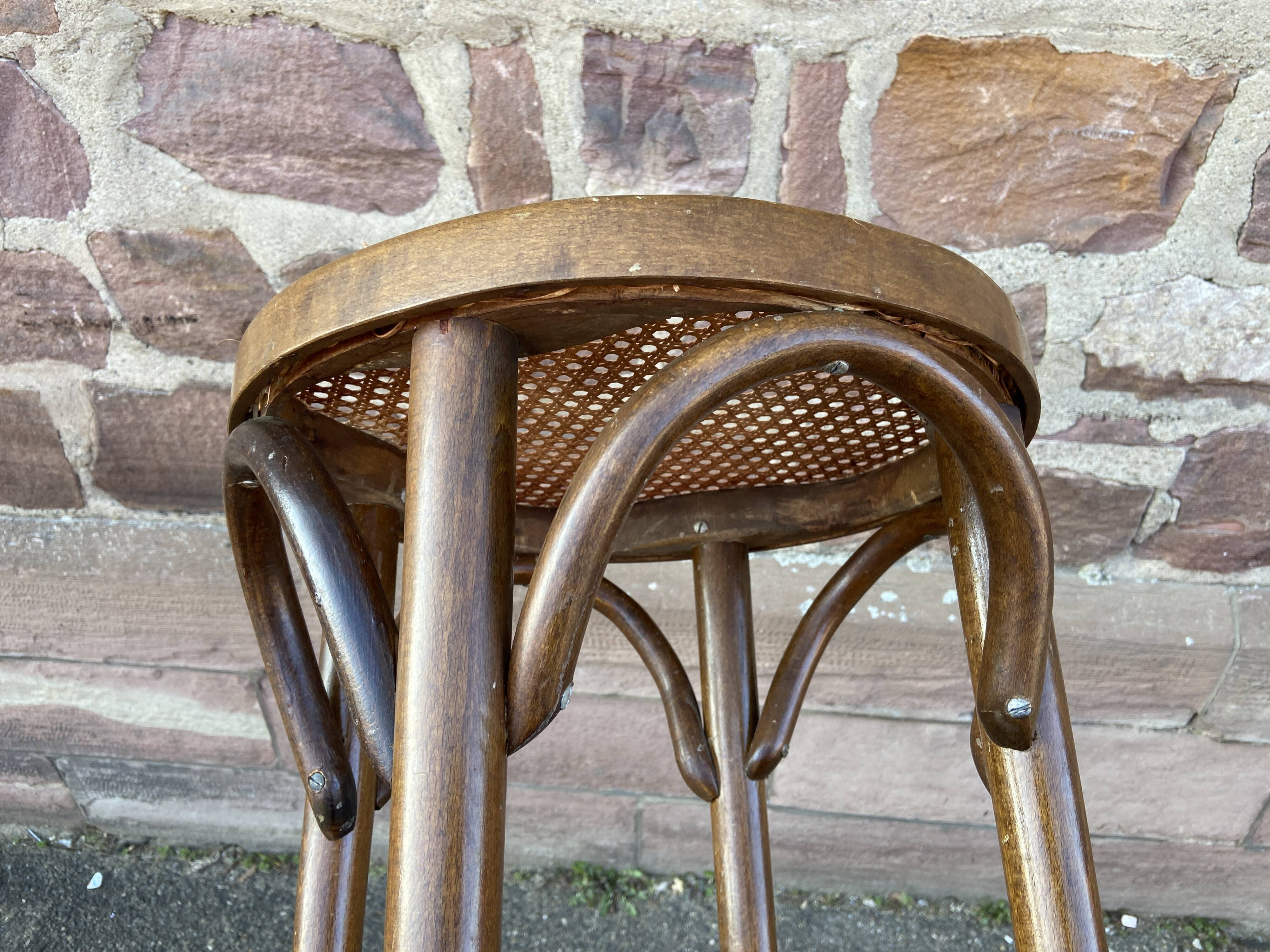 Viennese curved wooden piano stool 1950
