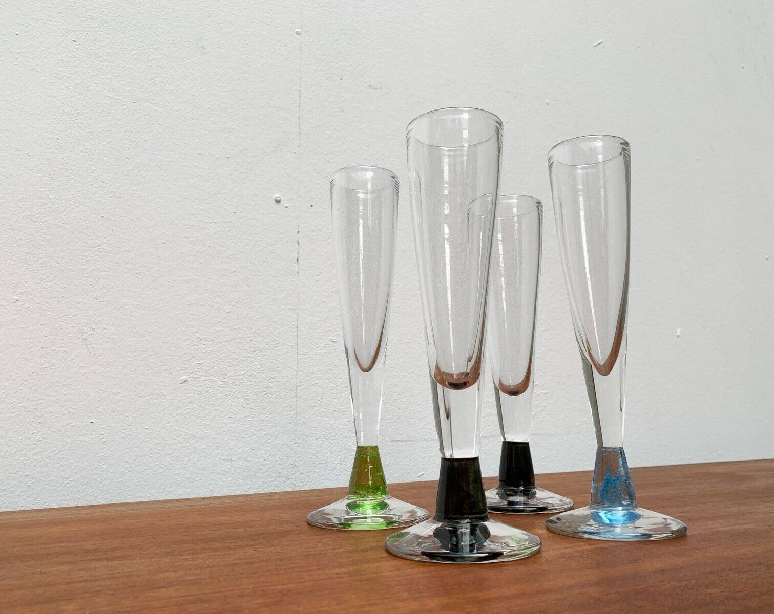 German Champagne Glasses by Regina Kaufmann for Glashagen Hütte, Set of 4