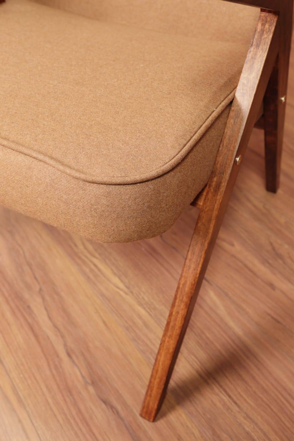 Scandinavian armchair deep brown wool space age design