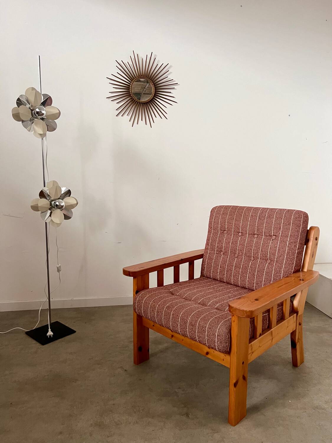 2-light flower floor lamp in French design metal from the 70s vintage