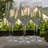 Set of 6 ARQUES crystal champagne flutes. BAVELLA model.