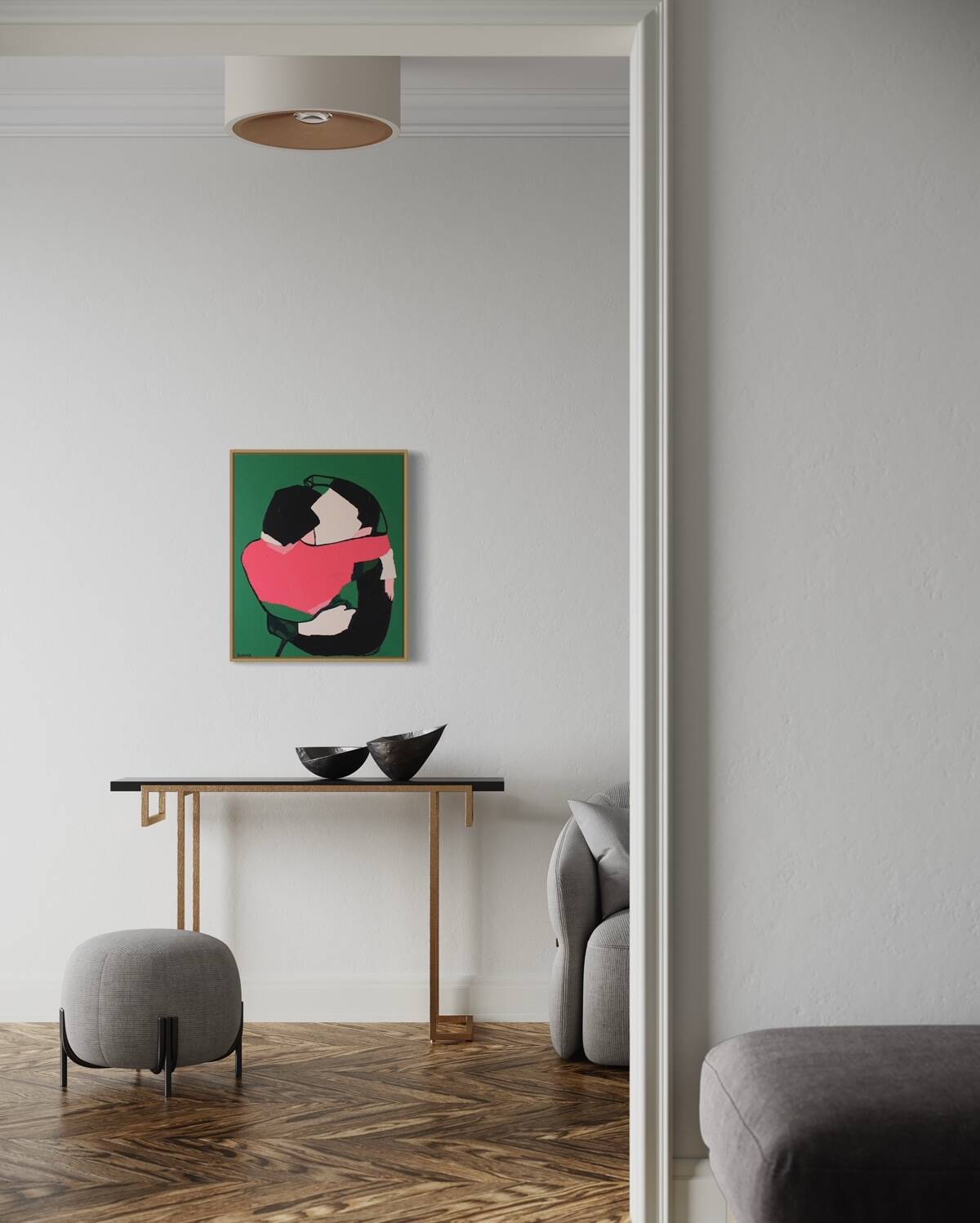 Unique original figurative painting 65x54cm
