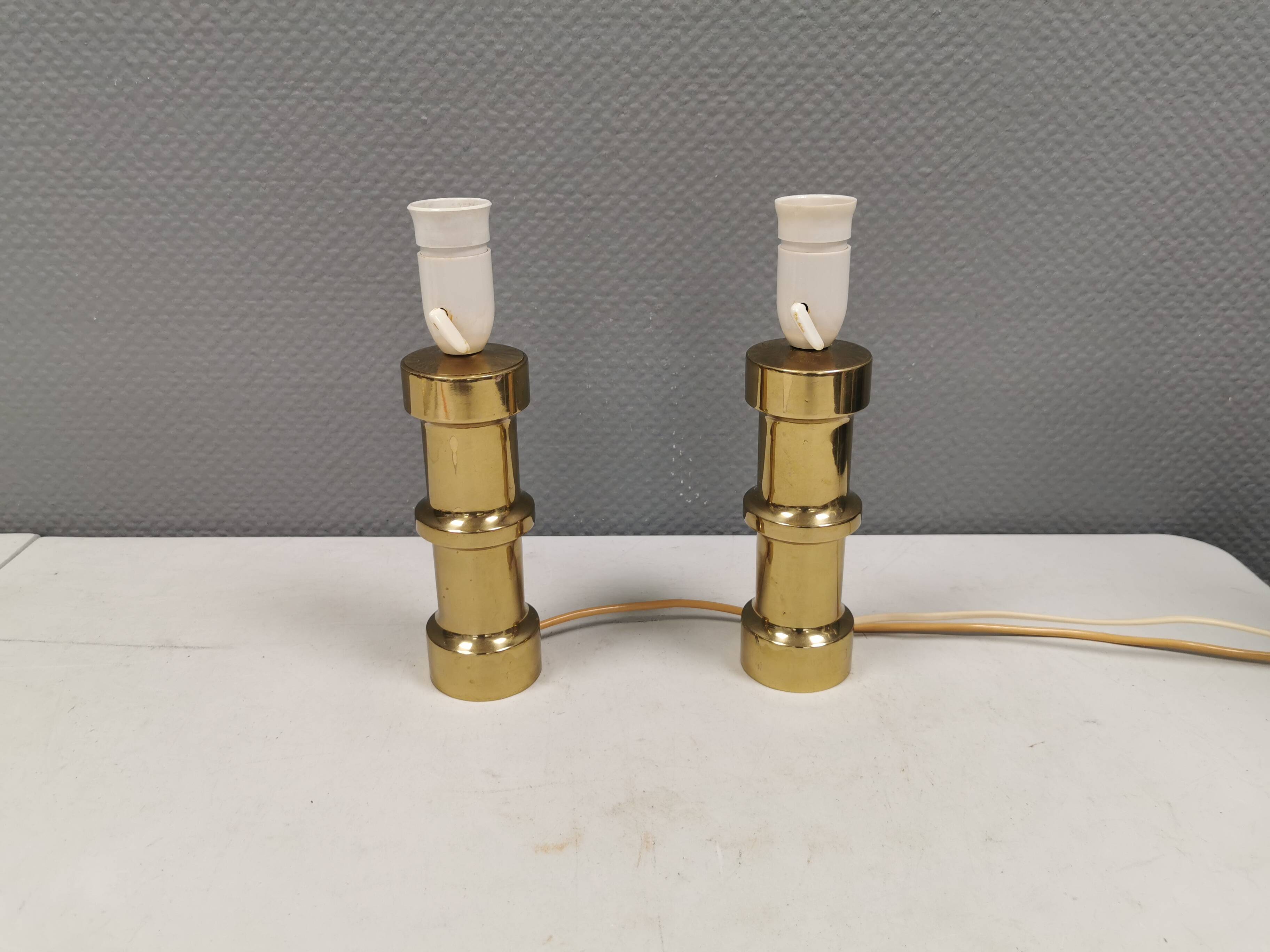 A set of beautiful brass table lamps. Danish and estimated from the 1970s.