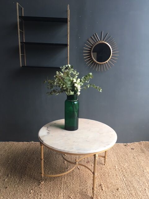 Round coffee table marble and brass