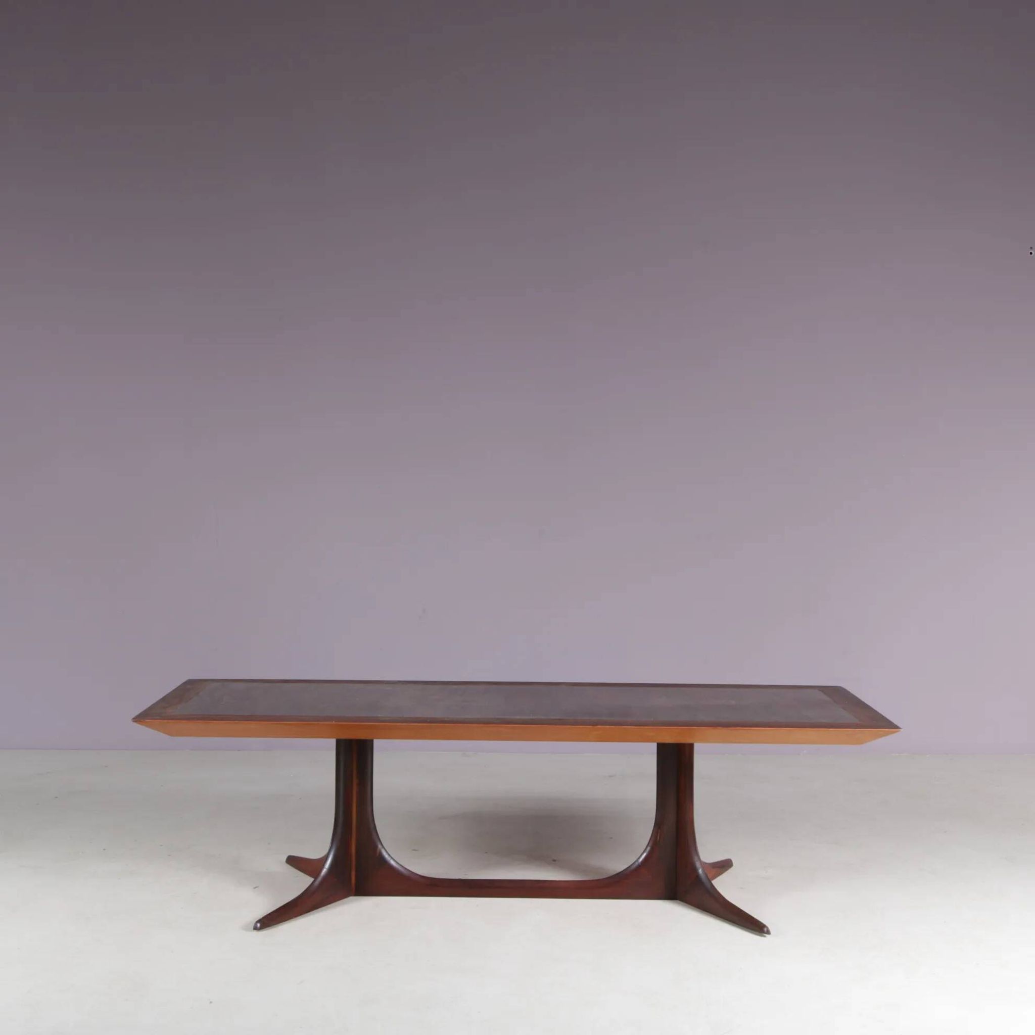 Table basse en bois avec cuivre des années 1960, Danemark