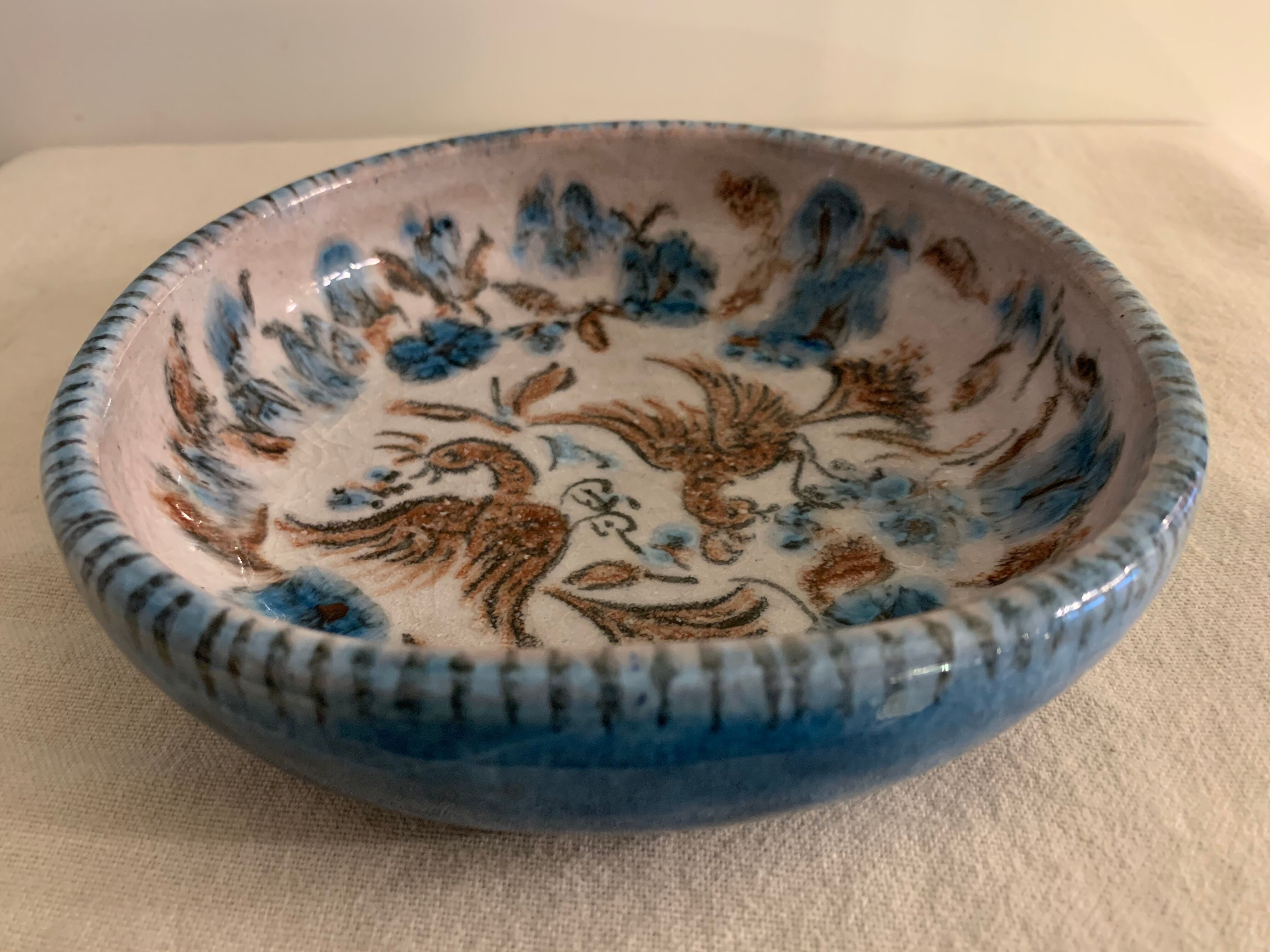 Blue glazed ceramic cup Cazaux Biarritz