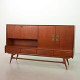 Louis van Teeffelen Vintage Design Teak Wooden High Sideboard for Webe 60s