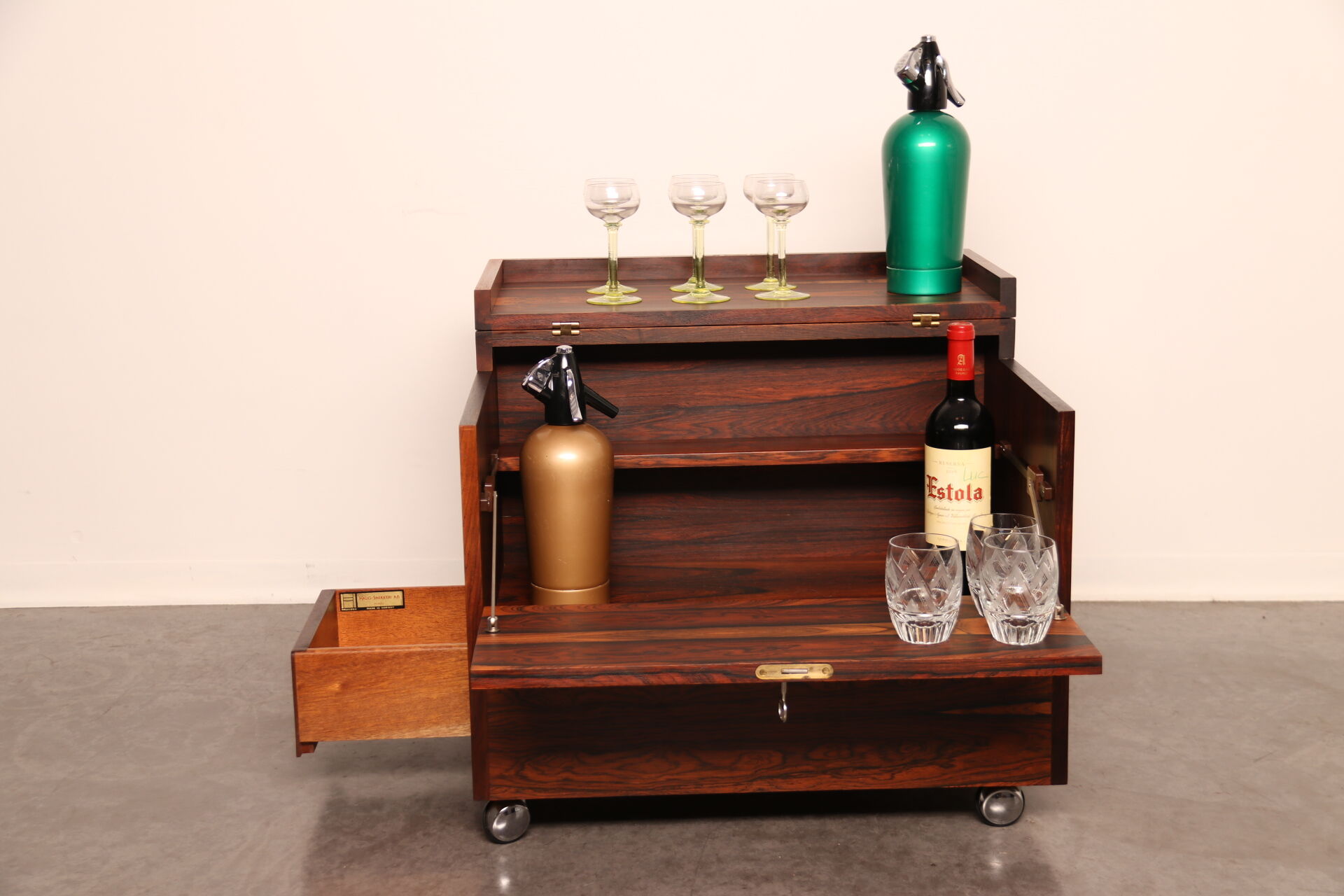 Cube bar in rio-rosewood  designed by Rolf Hesland  for Bruksbo Tegnekontor - Norway - 1960's