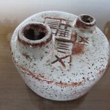 Pique flowers 60s 70s signed ceramic vase