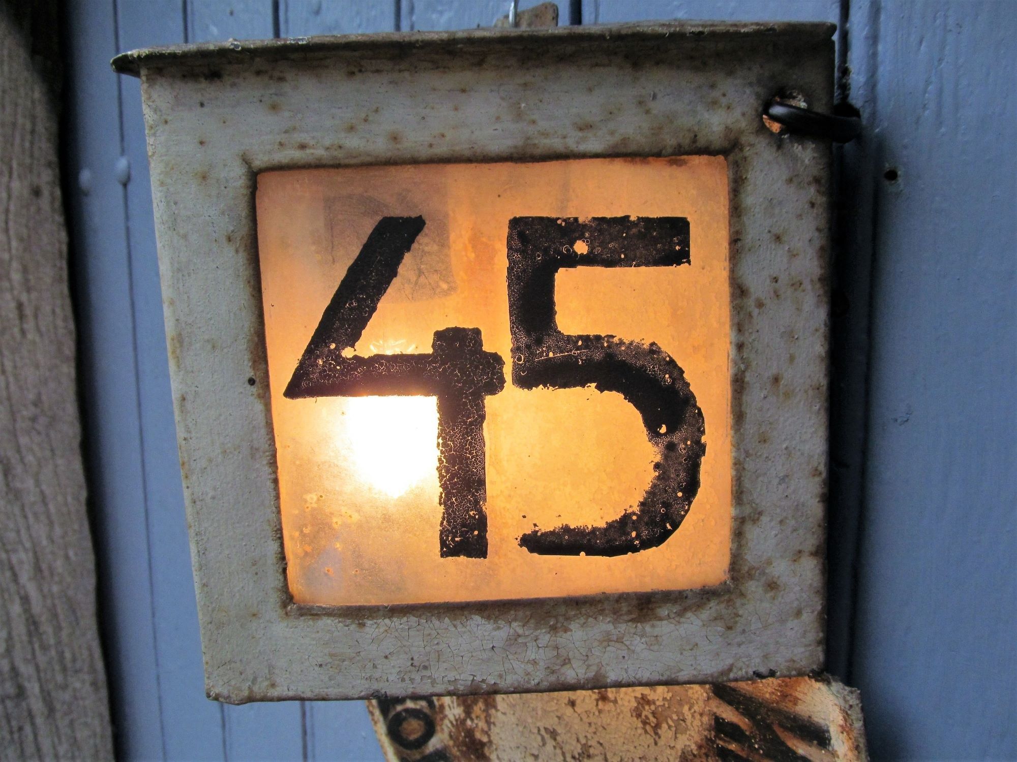 Antique Soviet exterior house sign road sign and street lamp lantern in toleware C1940 Industrial