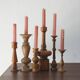 Scandinavian Wooden Candleholders, Set of 6