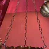 Italian Art Nouveau Hanging Bowl Pendant Lamps or Planters in Hand-Hammered Brass, 1890s, Set of 2