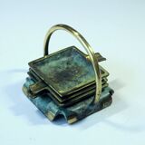 Cendriers empilables en bronze, laiton, années 1950