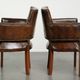 Characterful set of 6 cowhide dining chairs made of grained leather