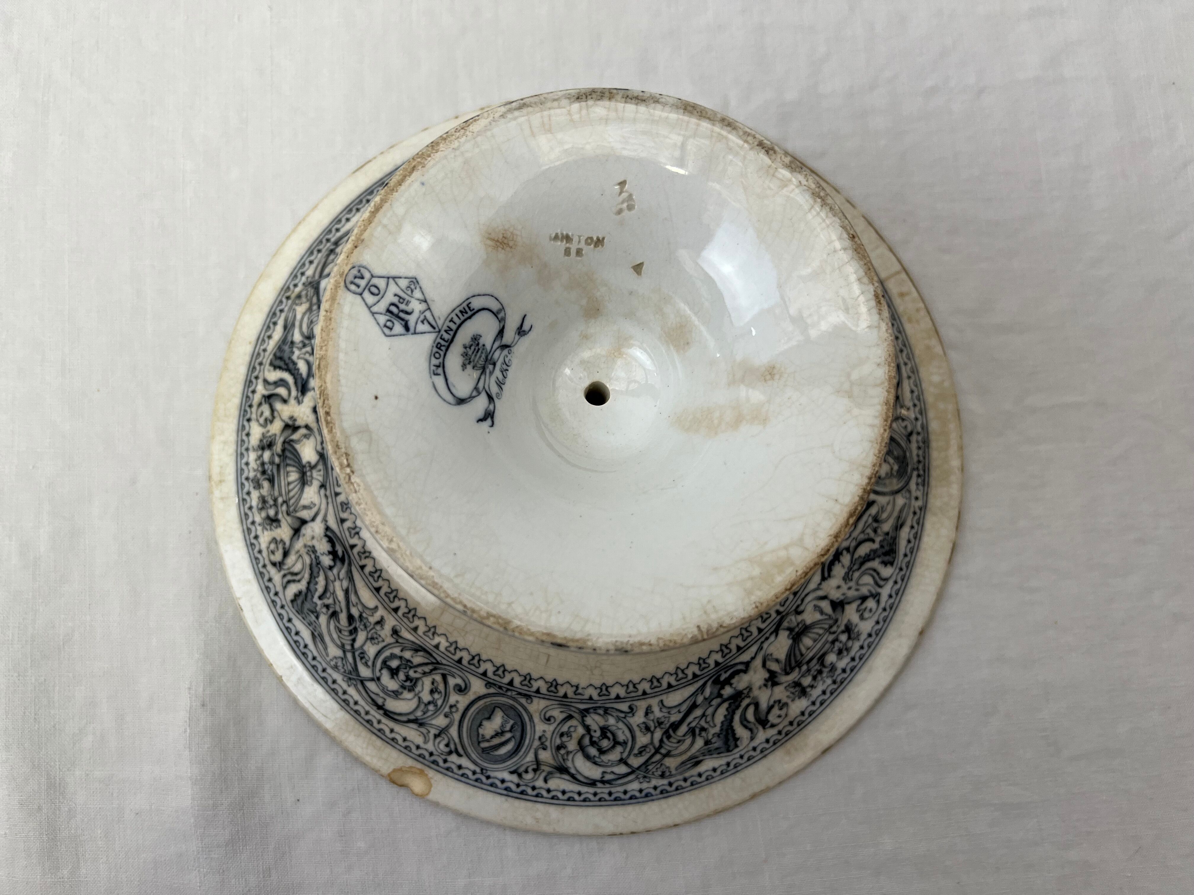 Stand cup compotier iron earth Minton monogram M