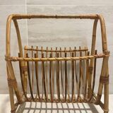 Vintage rattan magazine rack