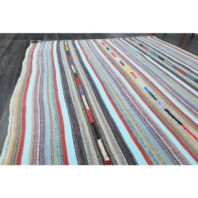 1970s Vintage Turkish Oushak Handmade Wool Cotton White Area Rug 176x250