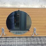 Patère formica marron 60' 4 doubles crochets + miroir vintage