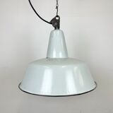 Industrial Grey Enamel Factory Pendant Lamp from Zaos, 1960s