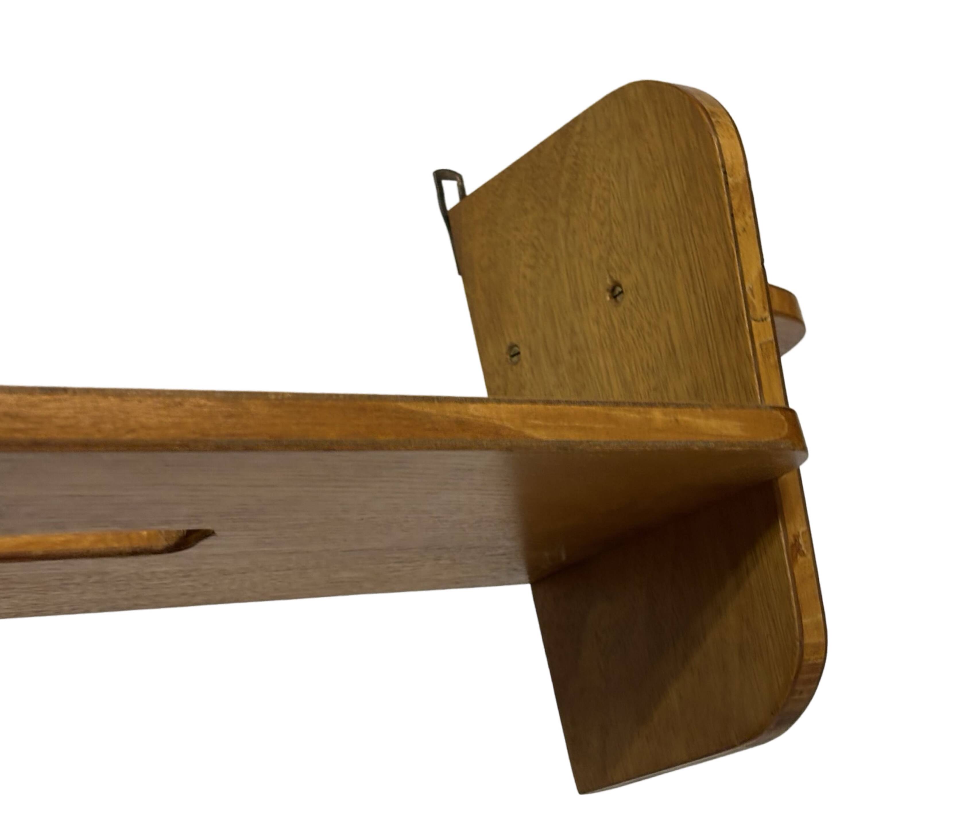 Vintage wooden wall shelve rack bookshelf in wood minimalist