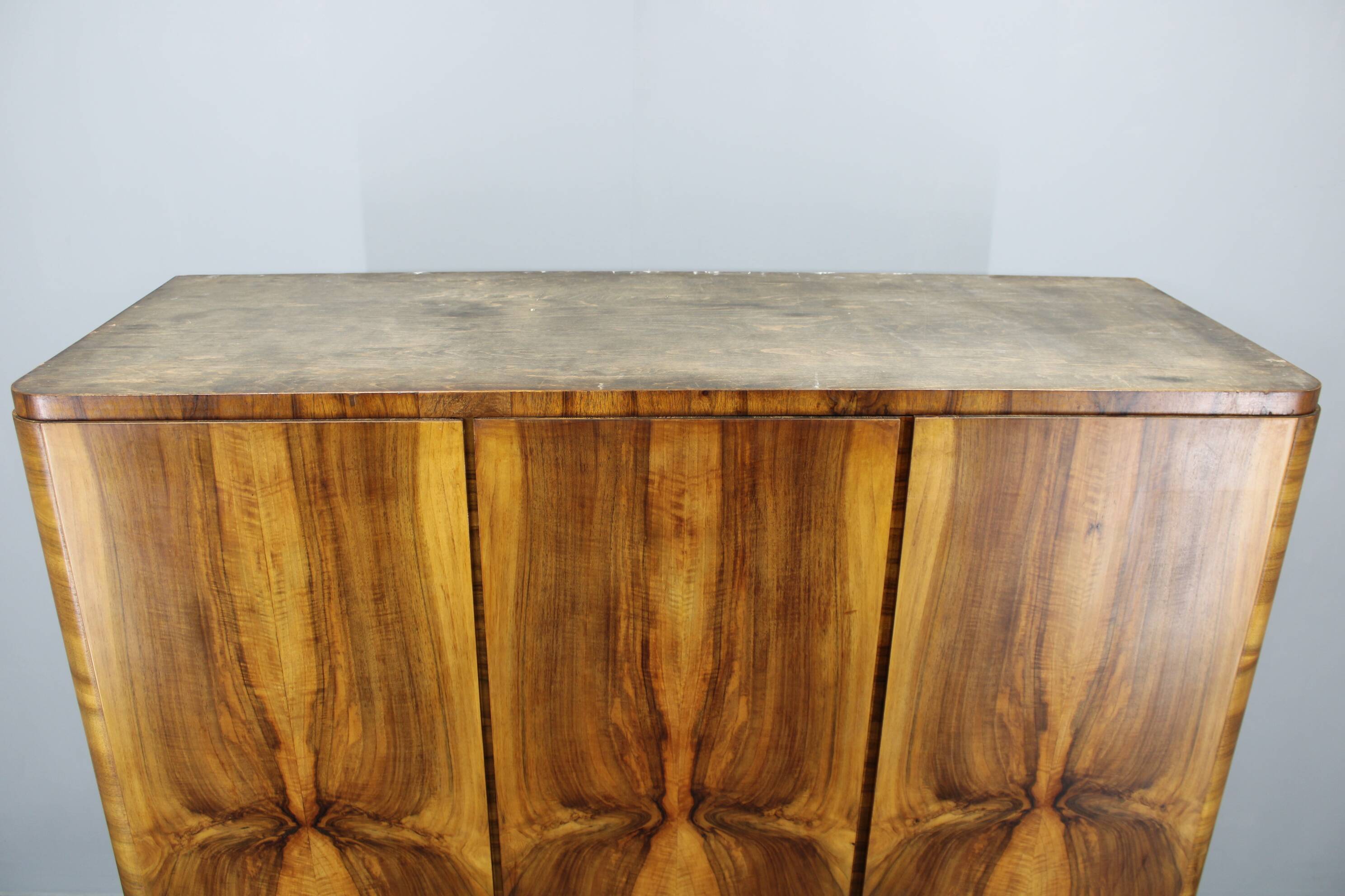 1930s Bauhaus Wardrobe by Vichr & Spol in walnut Finish, Czechoslovakia