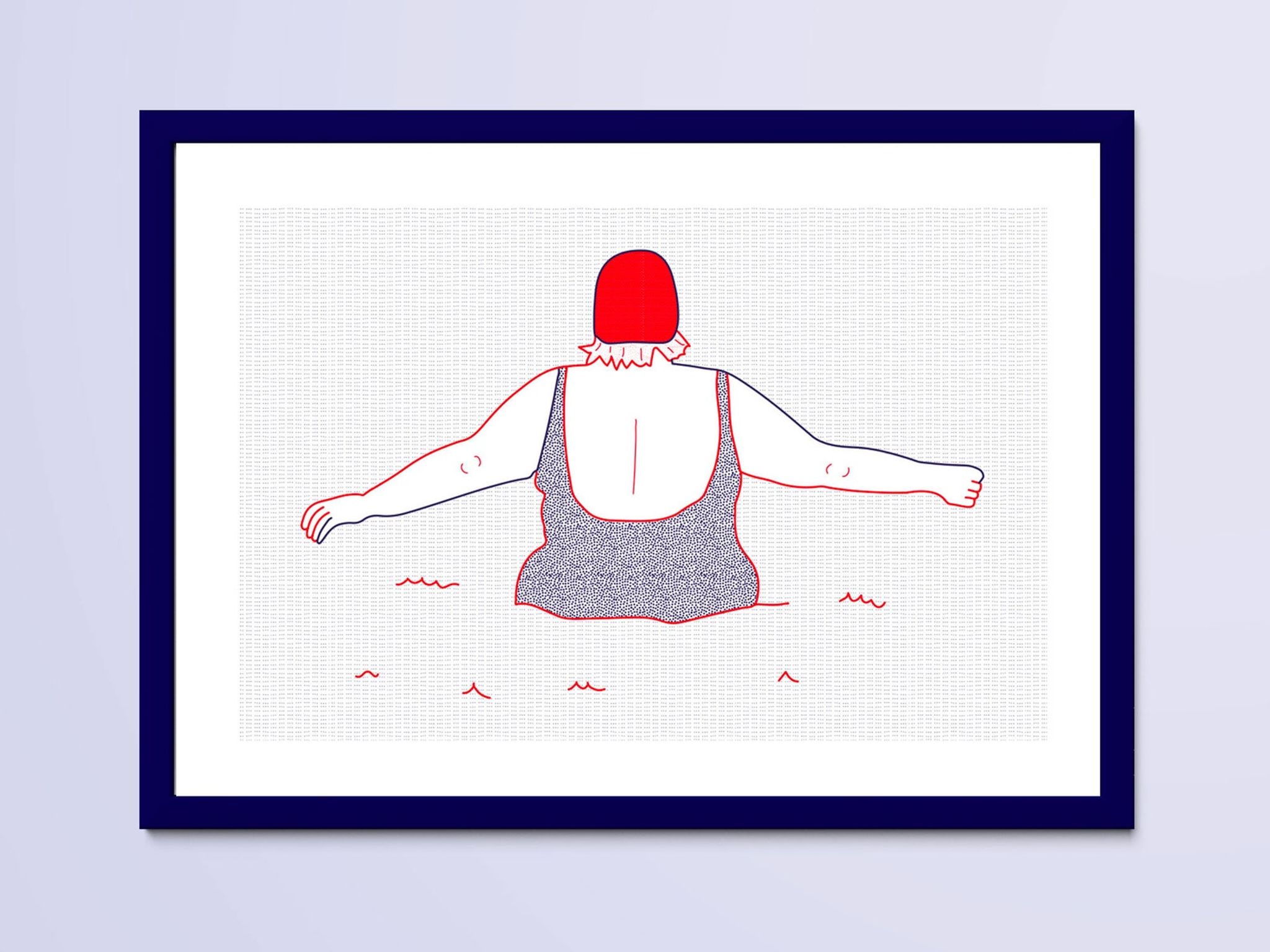 Illustration A4 naiade no. 2/8 bretagne baigneuse mer