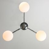Mid-Century Italian Chrome and Opaline Chandelier