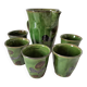 Set of a jug and 5 glazed earthenware cups in Savoyard style.