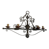 Lustre baroque en fer forgé à 4 lumières années 40
