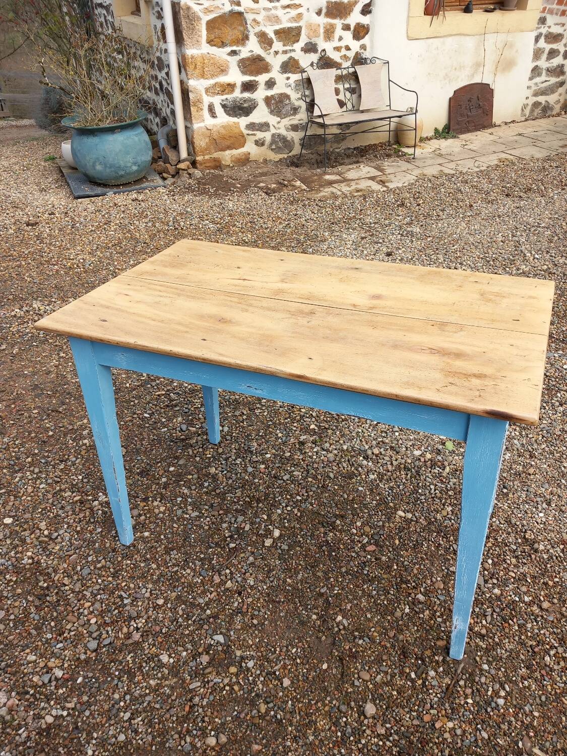 Old antique wooden bistro table