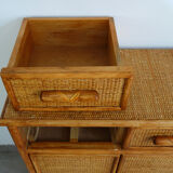 Buffet braided wicker and bamboo