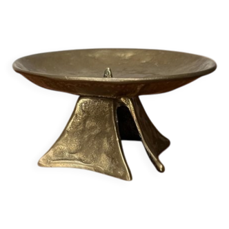Brutalist bronze candlestick from the mid-century, 1960s.