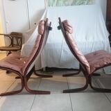 Pair of Scandinavian armchairs and ottoman Ingmar Relling Westnofa 1962