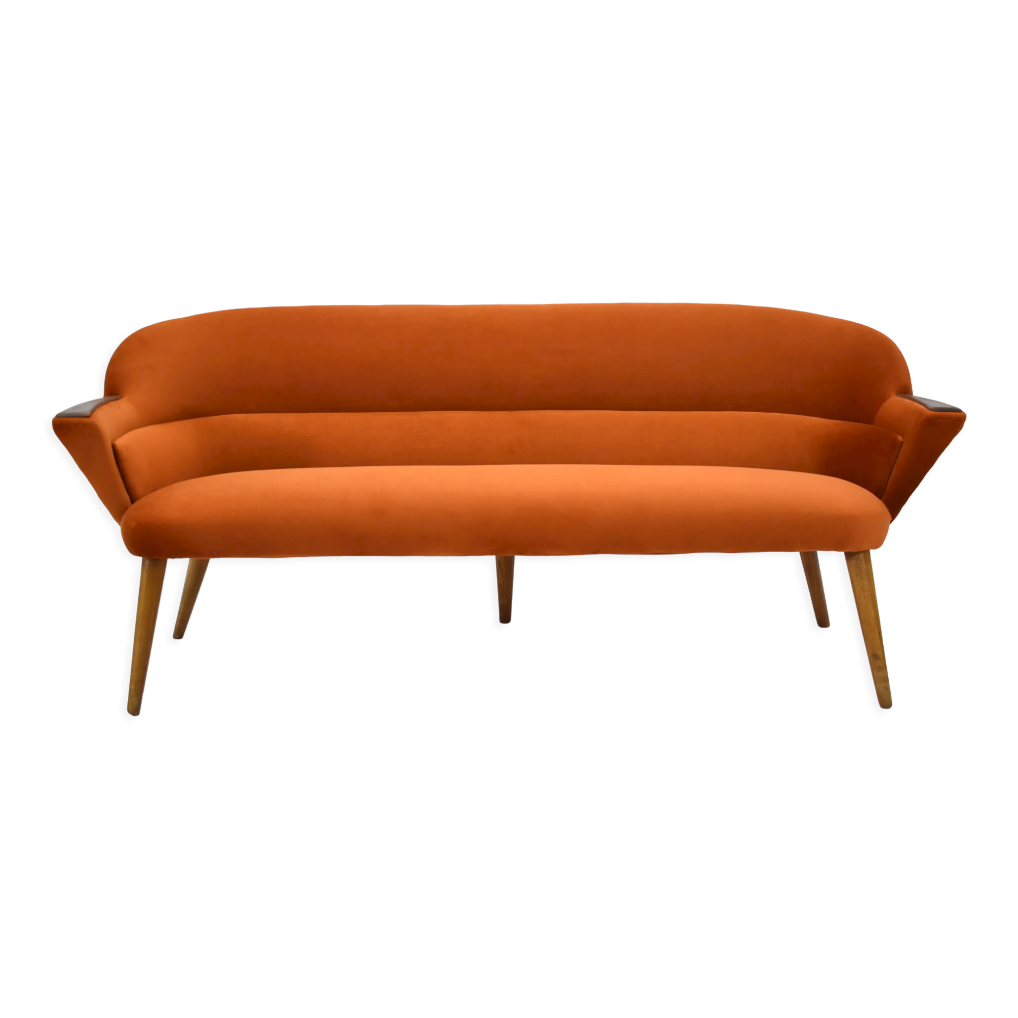 Canapé scandinave vintage Danemark années 1960 velours roux