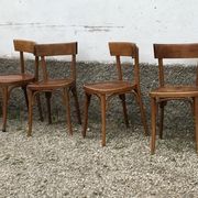 Series of 10 vintage bentwood curved wood bistro chairs