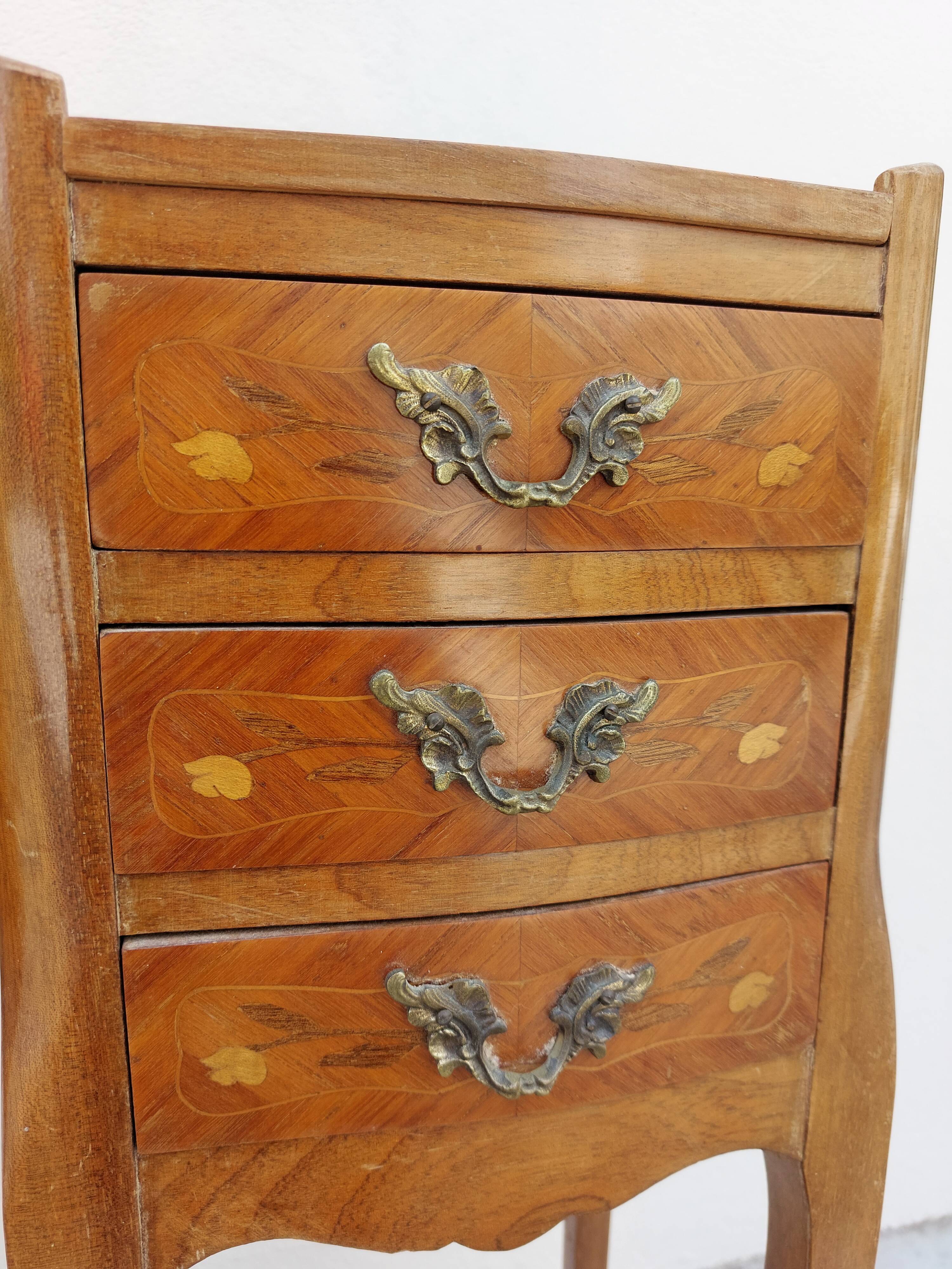 Pair of louis XV bedside tables in rosewood marquetry