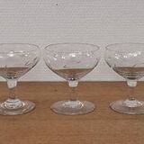 Set of 7 vintage engraved champagne glasses
