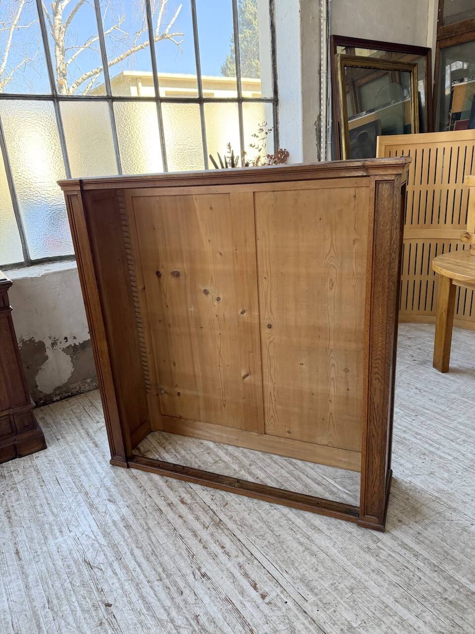 Antique XL Napoleonic oak glass bookcase, 19th century