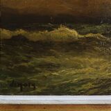 Seascape painting by Albert Demoen in Giltwood Frame, Belgium ca. 1940