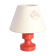 Red wooden lamp with herbarium-style lampshade from the 70s