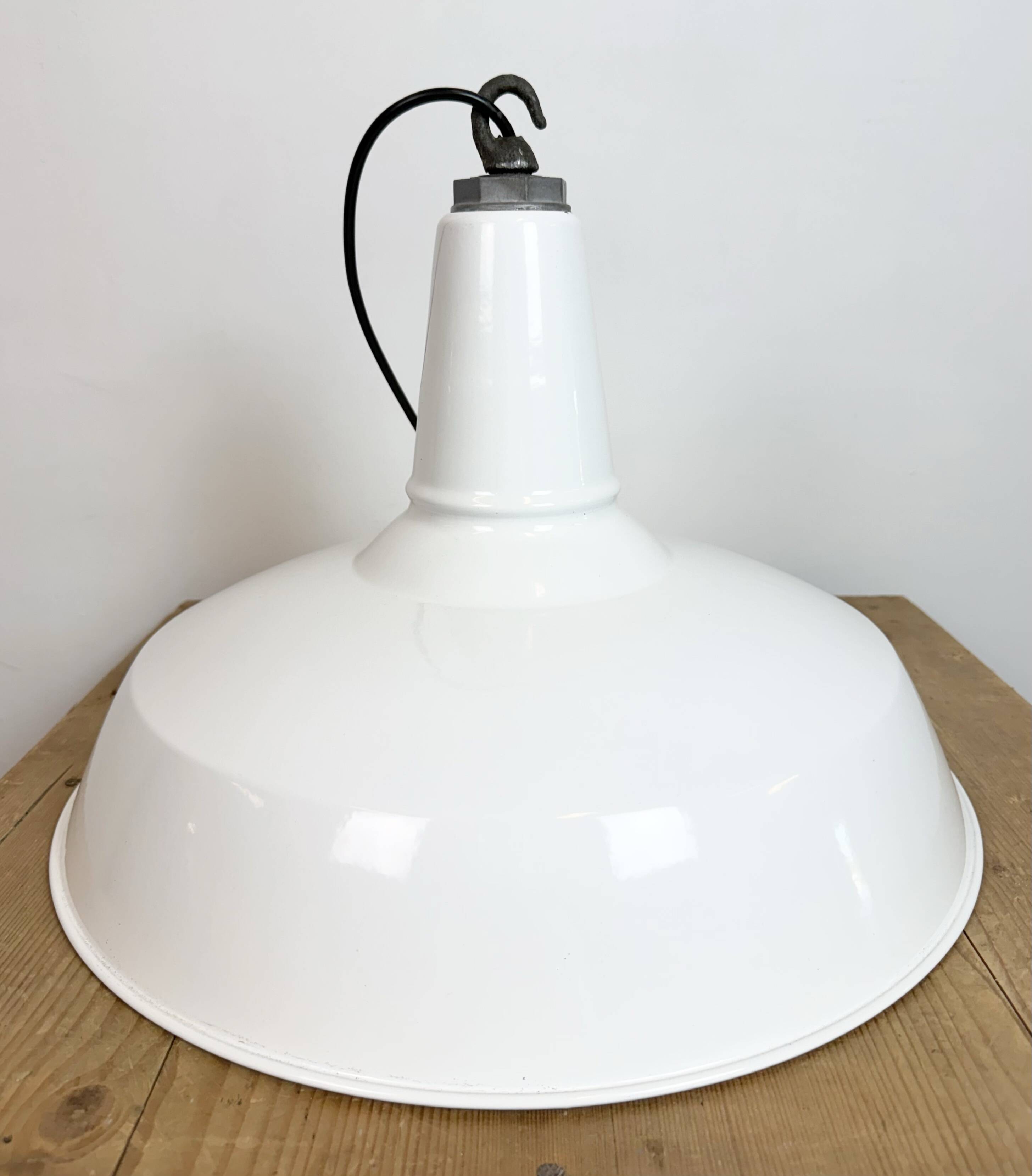 Industrial White Enamel Factory Pendant Lamp from Benjamin USA, 1960s