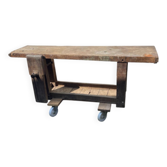 Old oak carpenter's workbench