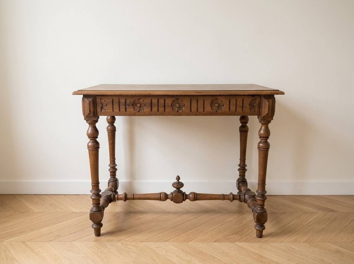 Antique carved wooden side table