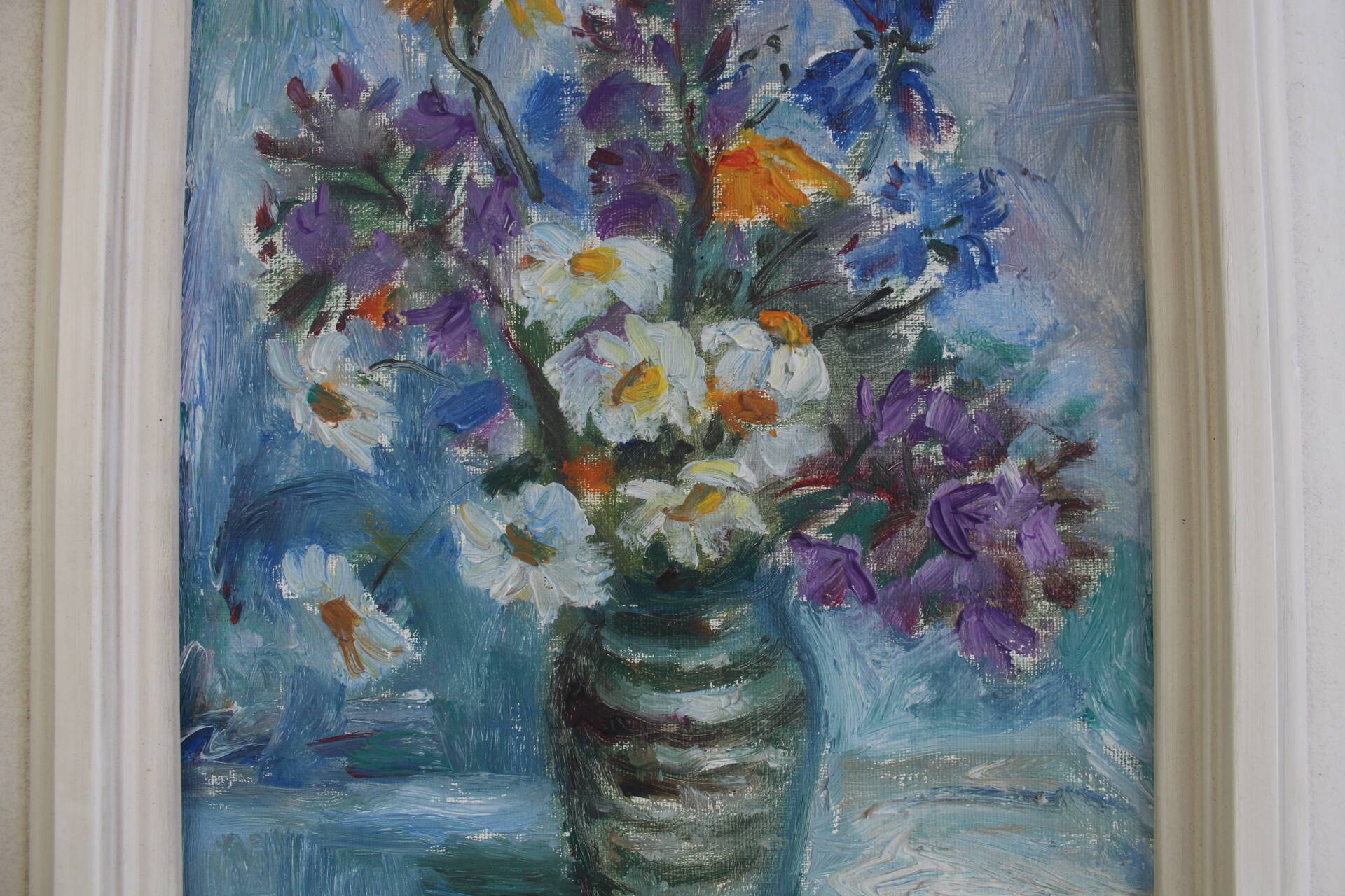 Hand Painted Painting, Oil on Canvas, Signed, Czechoslovakia, 1963