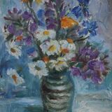 Hand Painted Painting, Oil on Canvas, Signed, Czechoslovakia, 1963