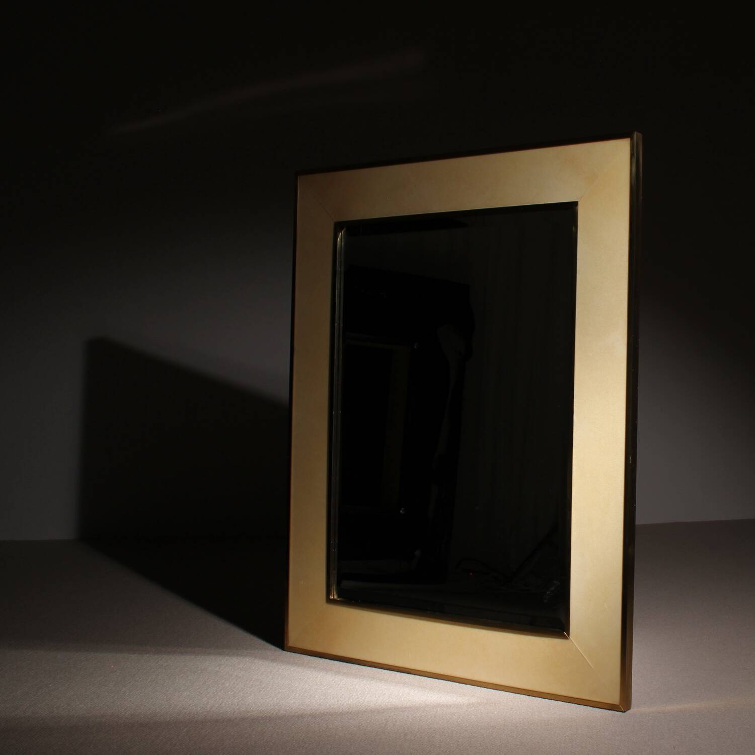 Lacquered Goatskin Parchment Wall Mirror by Aldo Tura | Italy 1970s