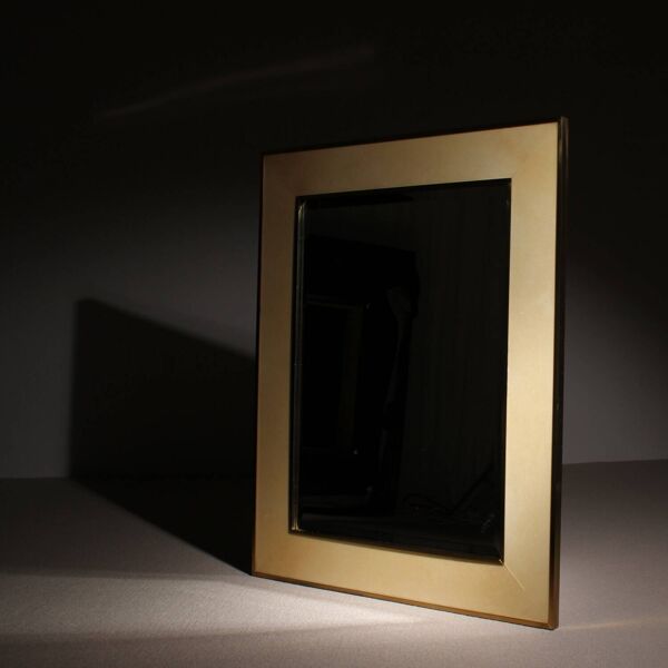 Miroir en parchemin de chèvre laqué par Aldo Tura, Italie années 1970