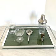 Steel and smoked glass plateau MB Italy 1970s