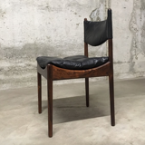 Set of 4 Rio palisander & black leather chairs, Modus model, by Kristian Vedel for Soren Willadsen